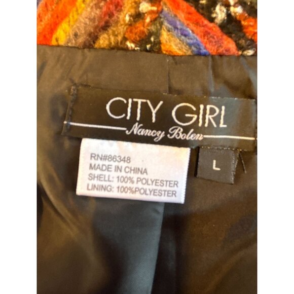 City Girl Nancy Bolen Multicolor Patterned Jacket L - Picture 4 of 5